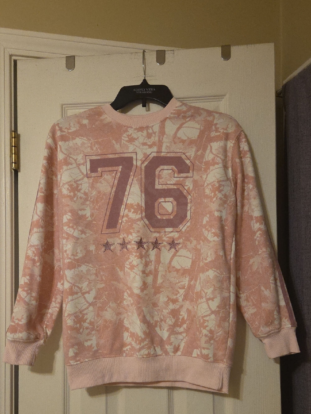 Hybrid Apparel Pink and Cream Tie-Dye Graphic Crewneck